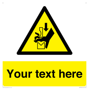 Custom warning hand crushing between press brake tool